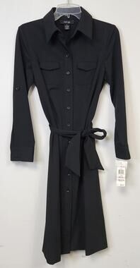 NWT STYLE & CO Petite Womens Black Long Sleeve Dress-Size 6P